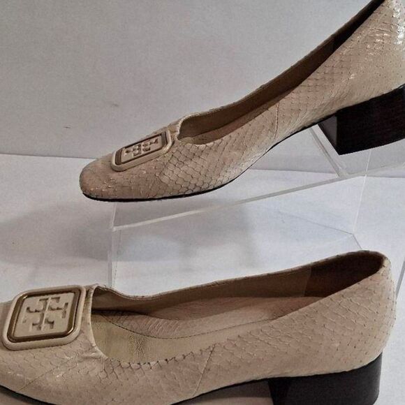 Size 8 1/2-M Tory Burch "GEORGIA" Gingerbread Block Heel Pump shoes - Picture 3 of 7